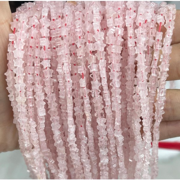 No_948_Natural Rose Quartzflat Five Pointed Star_4mm_(Sold Per Strand)