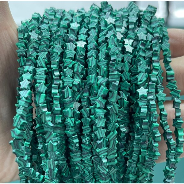 No_956_Synthetic Malachite Flat Five Pointed Star_4mm_(Sold Per Strand)