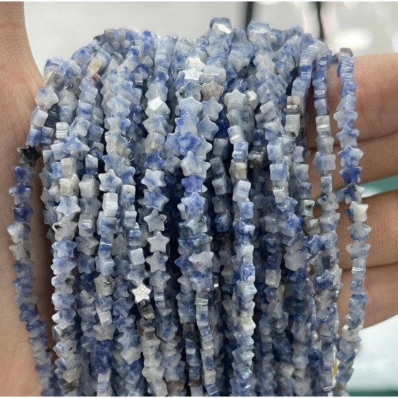 No_961_Natural Blue Spot Jasper Flat Five Pointed Star_4mm_(Sold Per Strand)