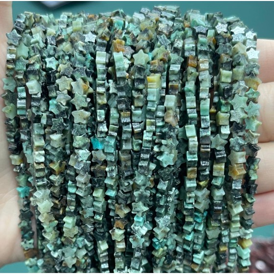 No_977_Natural African Turquoise H Flat Five Pointed Star_4mm_(Sold Per Strand)