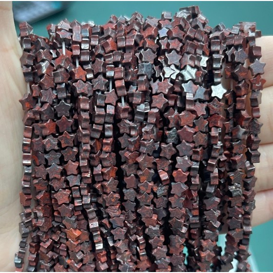 No_978_Natural Red Poppy Jasper Flat Five Pointed Star_4mm_(Sold Per Strand)