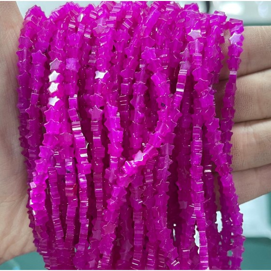 No_982_Enhanced Rose Red Chalcedony Flat Five Pointed Star_4mm_(Sold Per Strand)