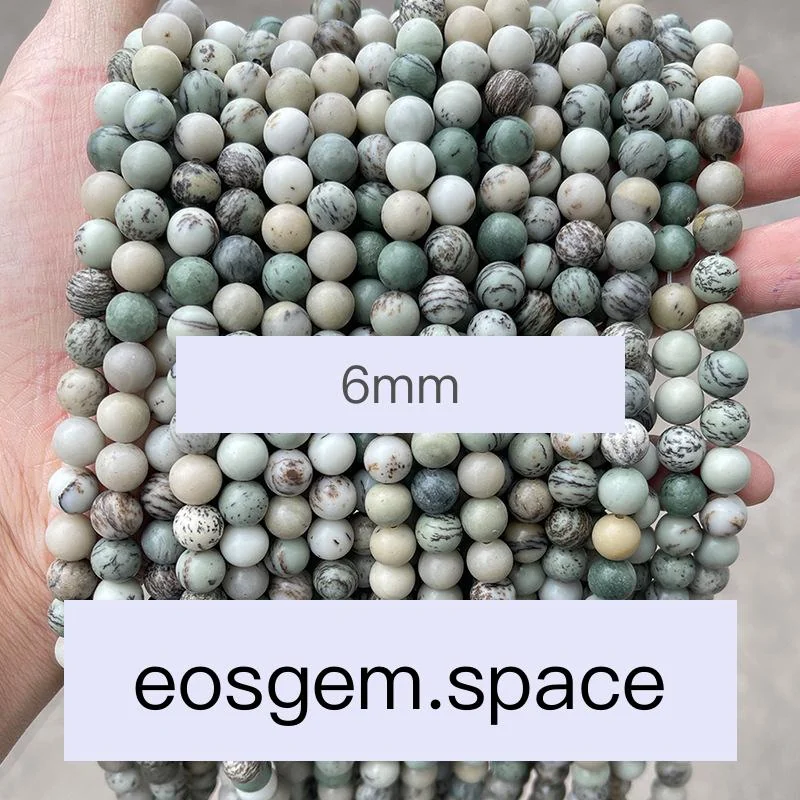 No_5003_Natural Green Plants Stone Beads_6mm_(Sold Per Strand)