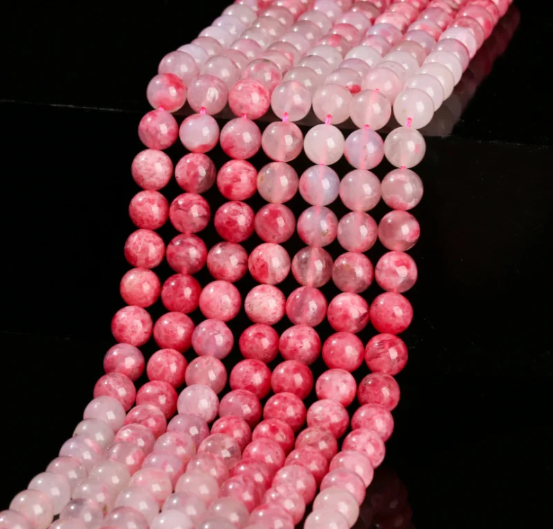 No_4163_Natural Gradient Cherry Blossom Rhodonite Beads_6mm_(Sold Per Strand)