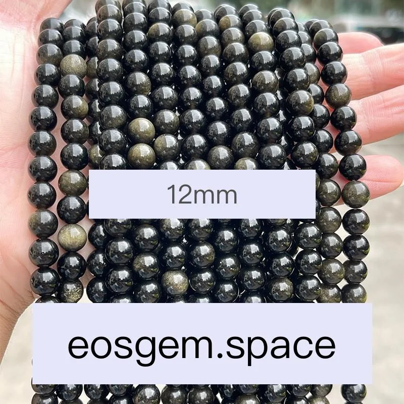 No_4173_5A Natural Gold Obsidian Beads_12mm_(Sold Per Strand)