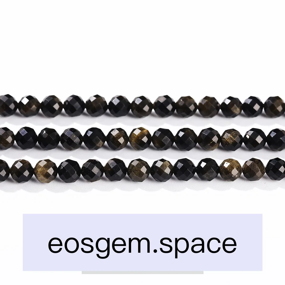 No_4183_7A Faceted Natural Gold Obsidian Beads_8mm_(Sold Per Strand)