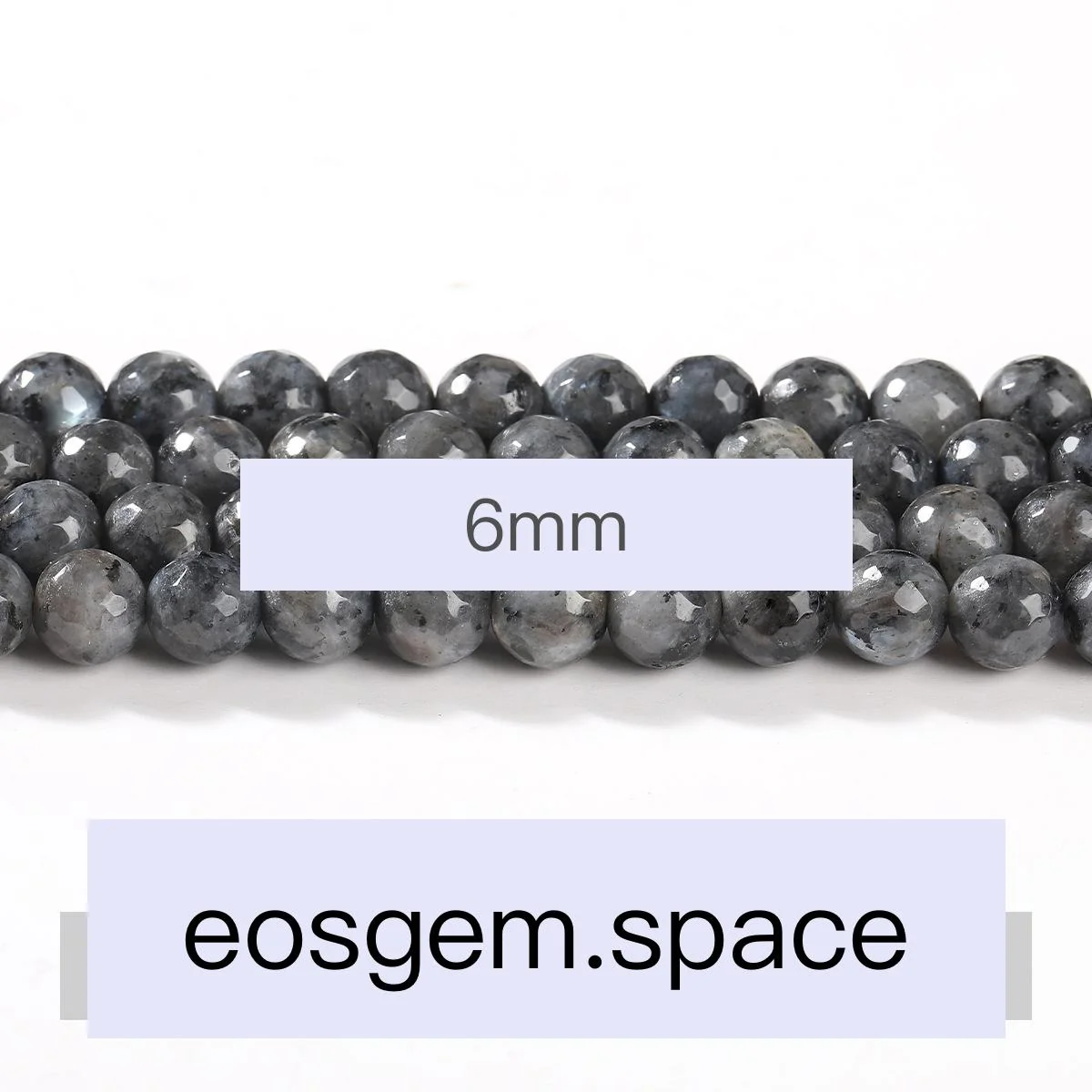 No_4275_Natural Faceted Black Spectrolite Stone Beads_6mm_(Sold Per Strand)