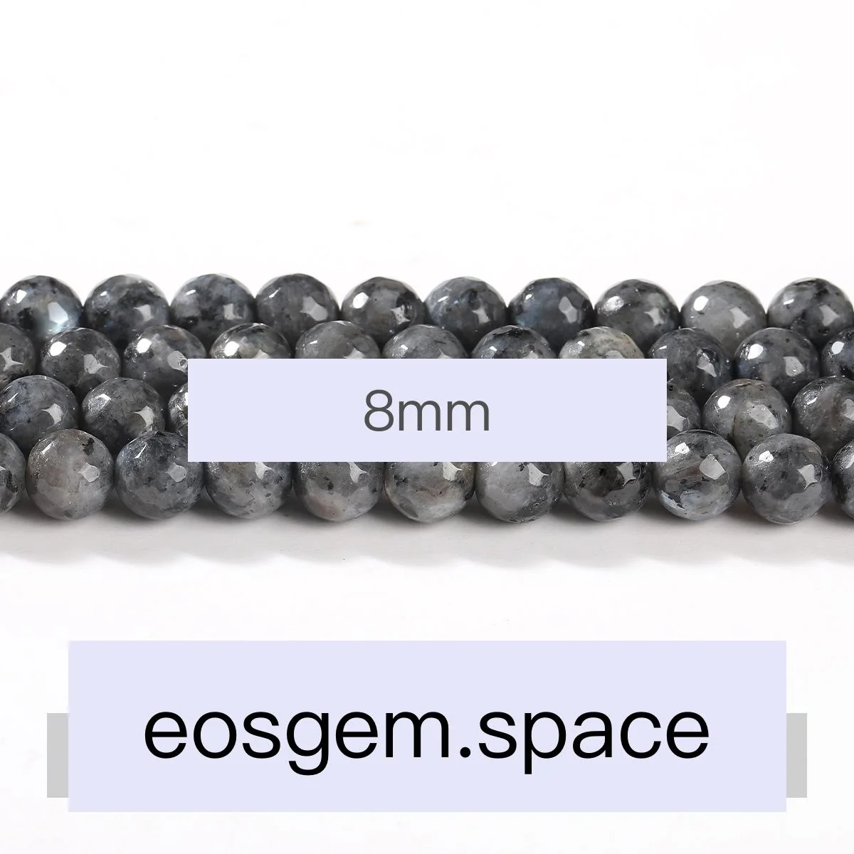 No_4276_Natural Faceted Black Spectrolite Stone Beads_8mm_(Sold Per Strand)