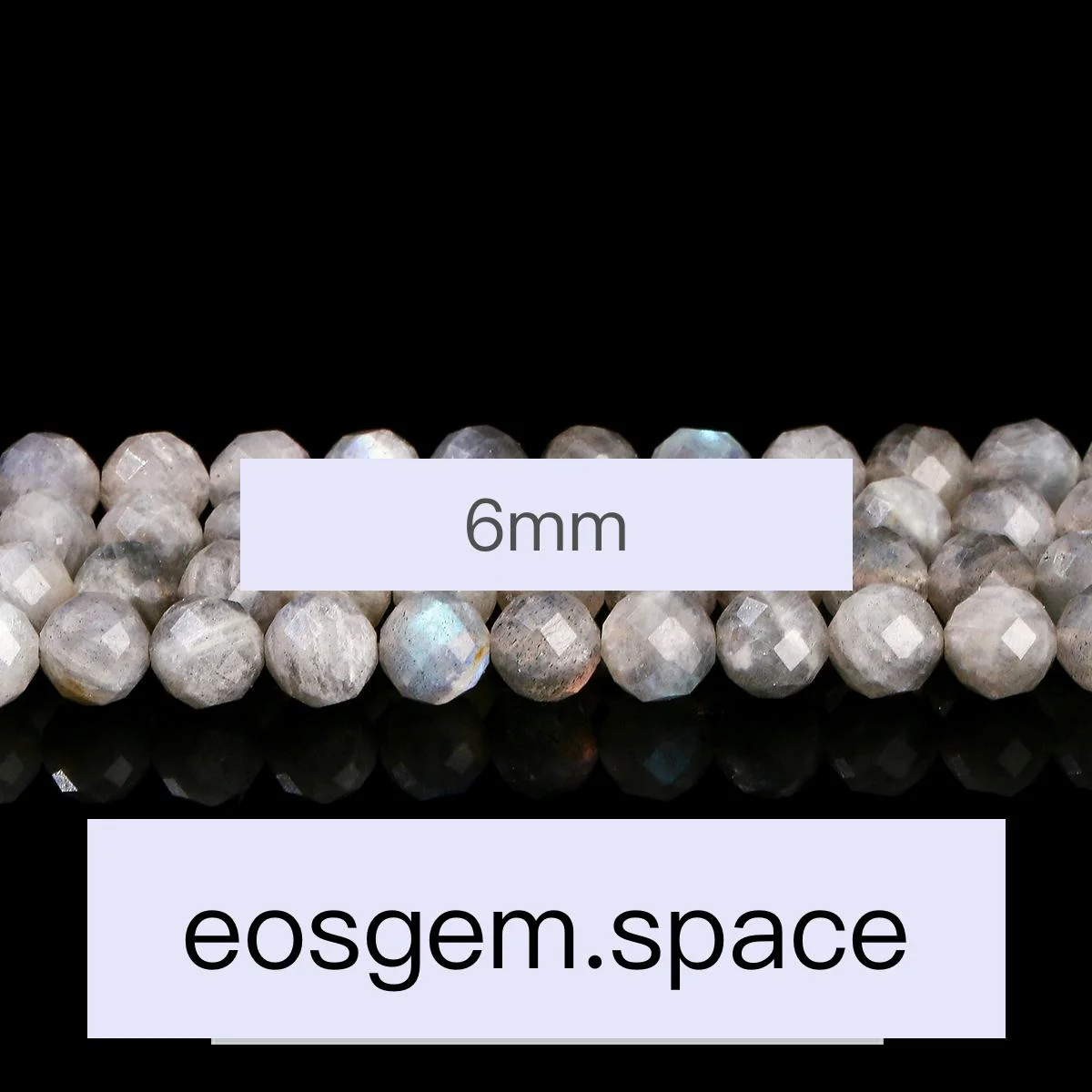 No_4277_3A Faceted Natural Gray Moonstone Beads_6mm_(Sold Per Strand)