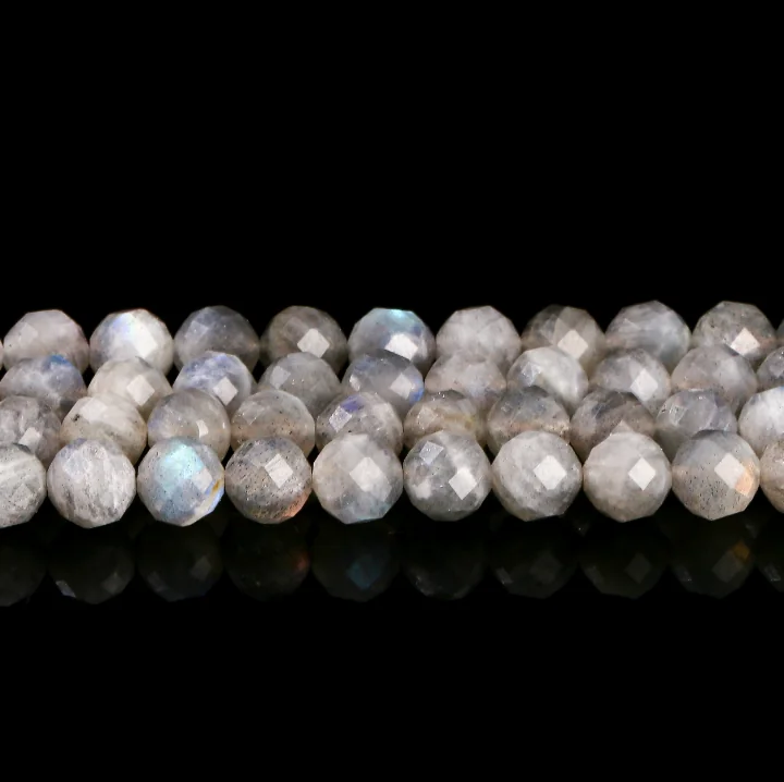 No_4278_3A Faceted Natural Gray Moonstone Beads_8mm_(Sold Per Strand)