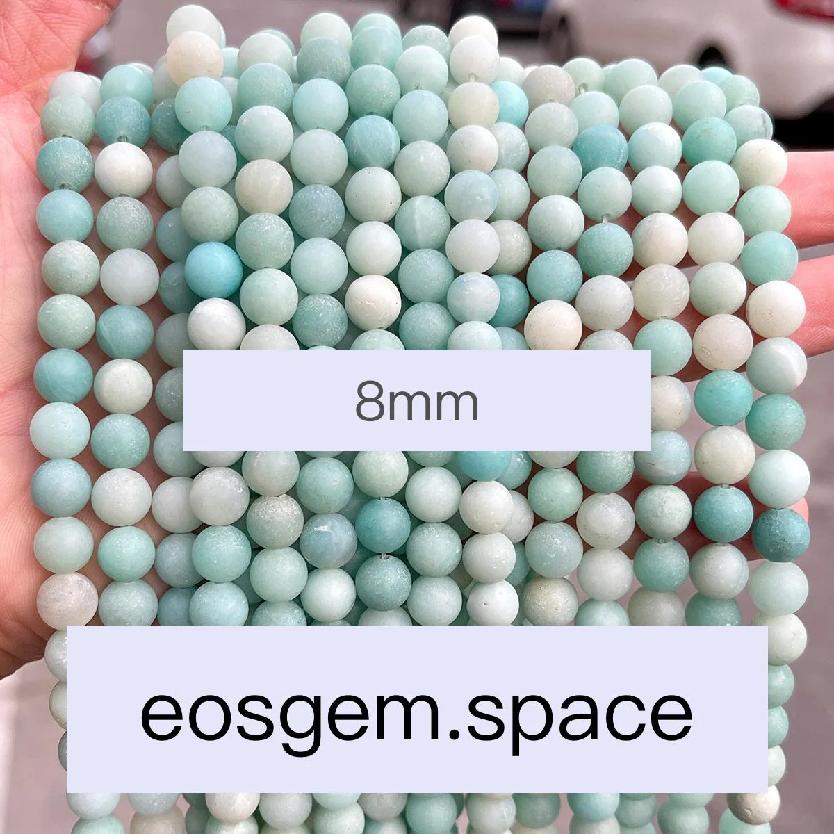No_4290_5A Natural Frost Amazon Beads_8mm_(Sold Per Strand)