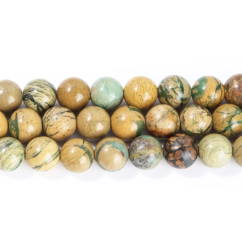 No_4373_Natural Green Dragon Pattern Stone Beads_6mm_(Sold Per Strand)
