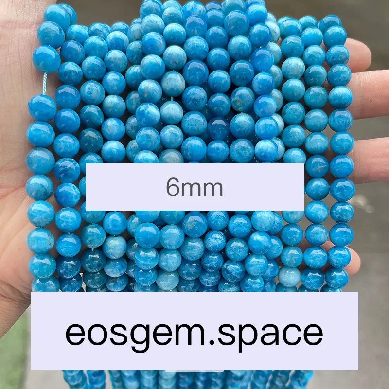 No_4375_5A Natural Larimar Apatite Beads_6mm_(Sold Per Strand)