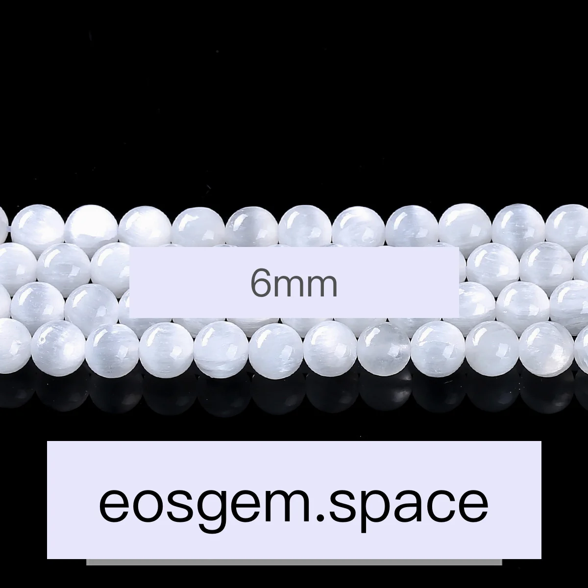 No_4381_3A Natural Selenite Stone Beads_6mm_(Sold Per Strand)