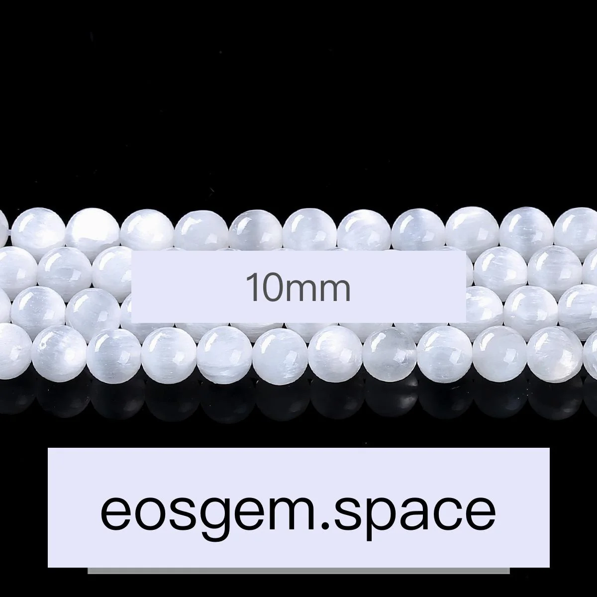 No_4383_3A Natural Selenite Stone Beads_10mm_(Sold Per Strand)