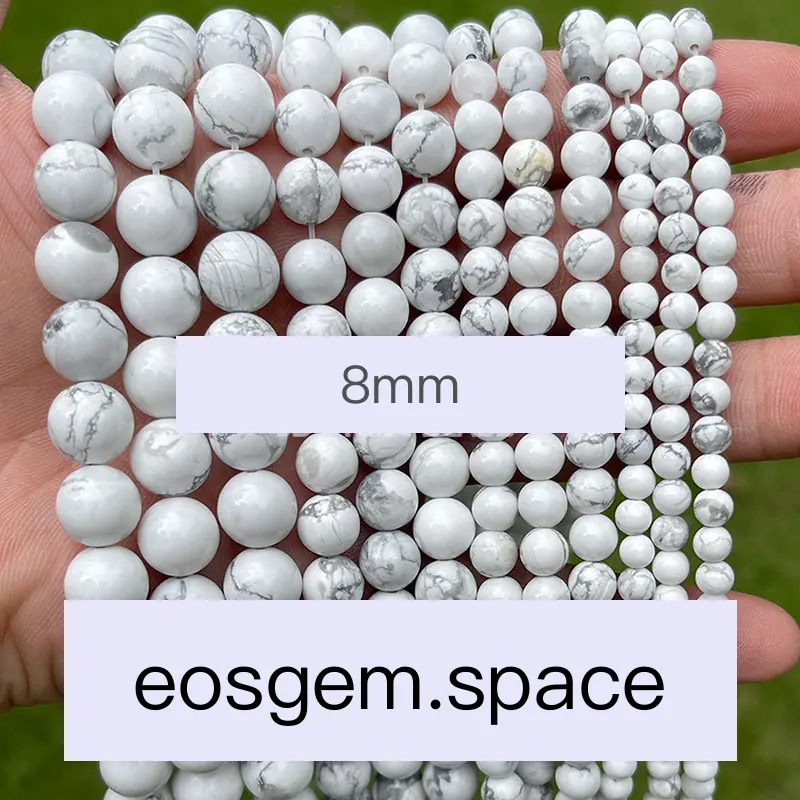No_4490_Natural Imported White Turquoise Beads_8mm_(Sold Per Strand)