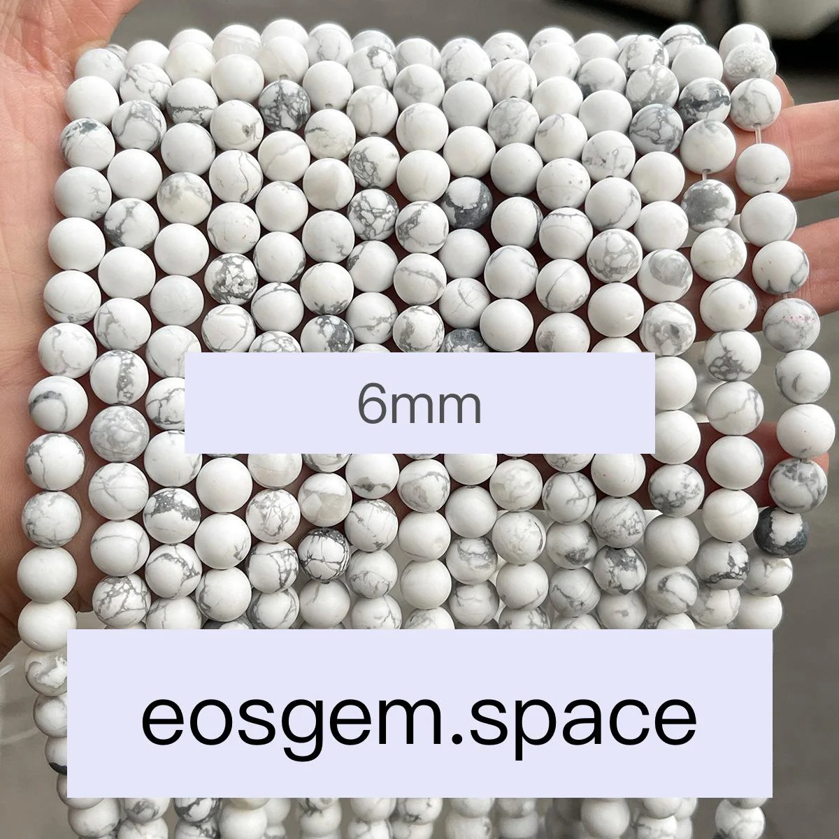 No_4496_Natural Imported Frost White Turquoise Beads_6mm_(Sold Per Strand)