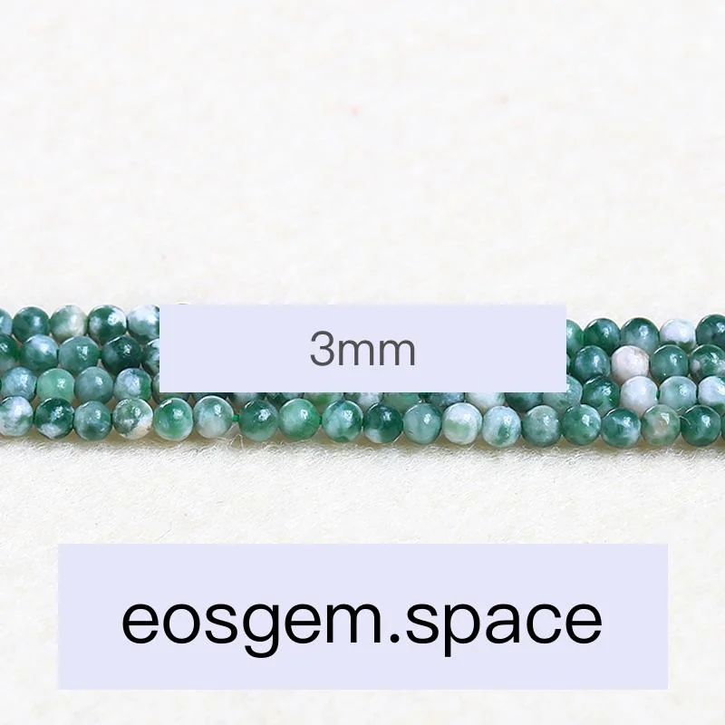 No_4527_Natural Green Dots Stone Beads_3mm_(Sold Per Strand)