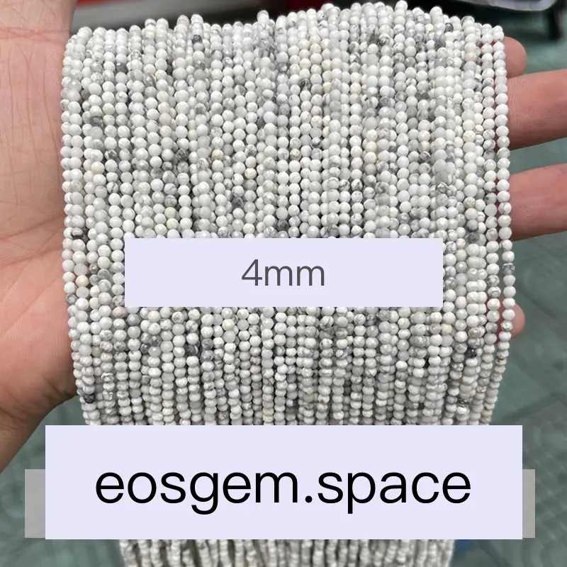 No_4544_Natural Faceted White Turquoises Beads_4mm_(Sold Per Strand)
