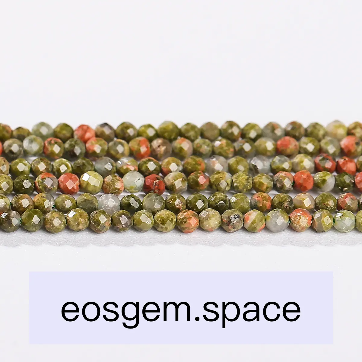 No_4572_Natural Faceted Unakite Beads_4mm_(Sold Per Strand)
