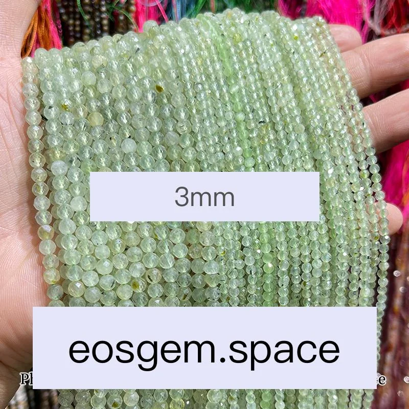 No_4642_Faceted 5A Natural Prehnite Beads_3mm_(Sold Per Strand)
