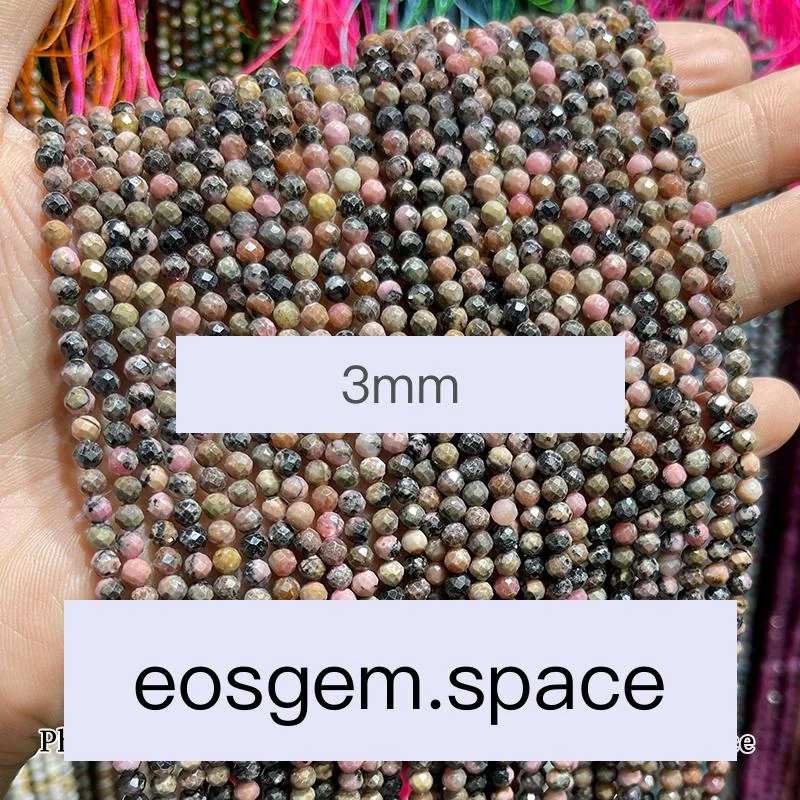 No_4648_Faceted Natural Black Line Rhodochrosite Beads_3mm_(Sold Per Strand)