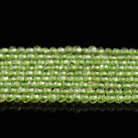 No_4661_Faceted Natural Peridot Beads_2mm_(Sold Per Strand)