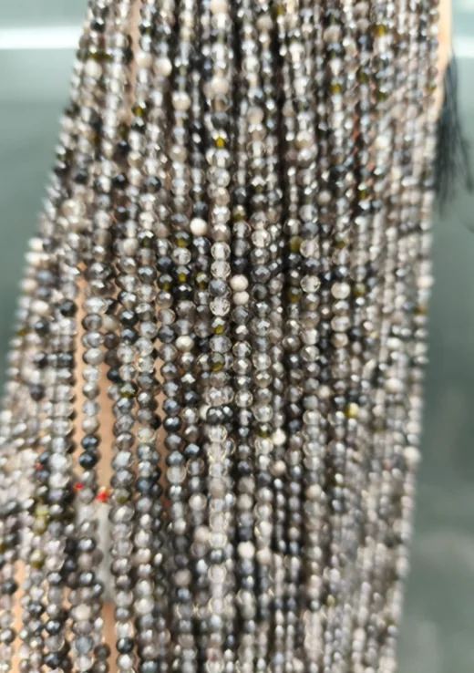 No_4684_Faceted Natural Silver Obsidian Beads_3mm_(Sold Per Strand)