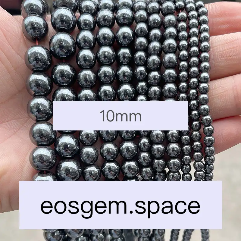 No_4699_3A Natural Hematite Stone Beads_10mm_(Sold Per Strand)
