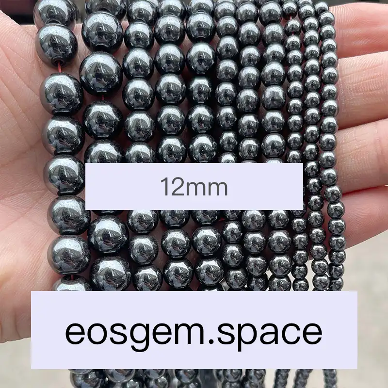 No_4700_3A Natural Hematite Stone Beads_12mm_(Sold Per Strand)