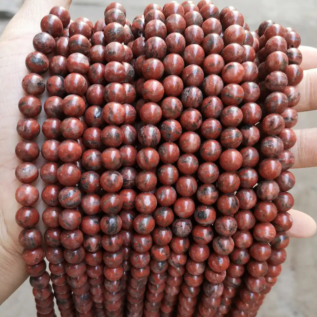No_4751_Natural Red Sesame Stone Beads_4mm_(Sold Per Strand)