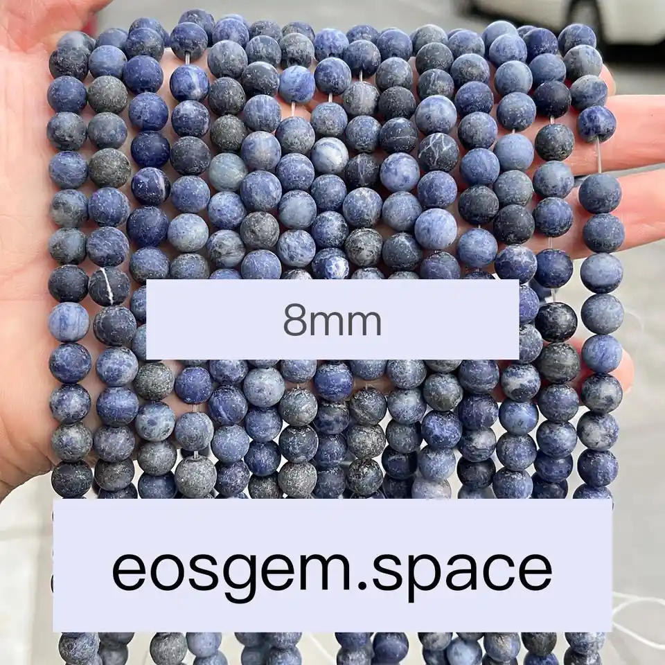 No_4811_5A Natural Frost Sosalite Beads_8mm_(Sold Per Strand)