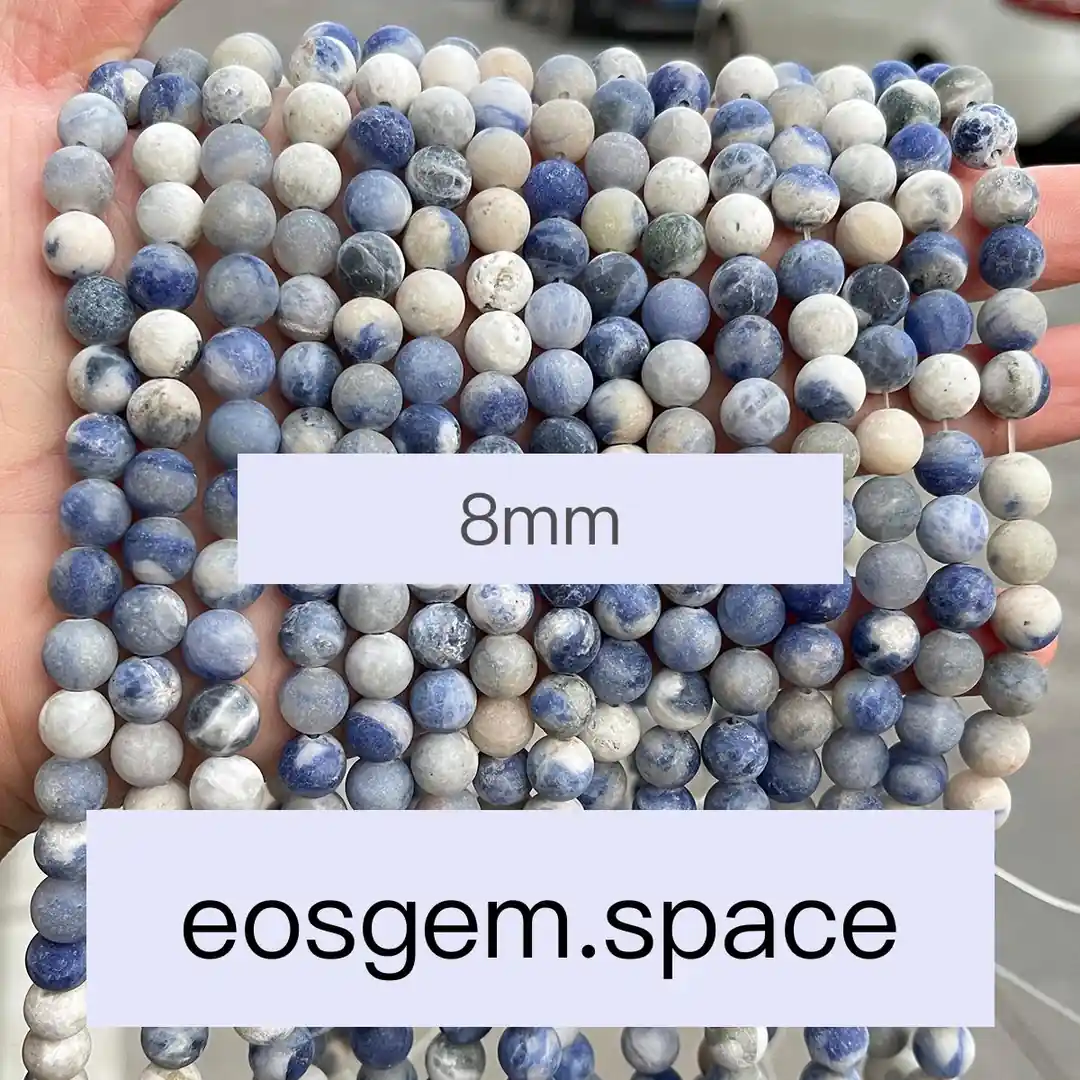 No_4821_3A Natural Frost Sosalite Beads_8mm_(Sold Per Strand)