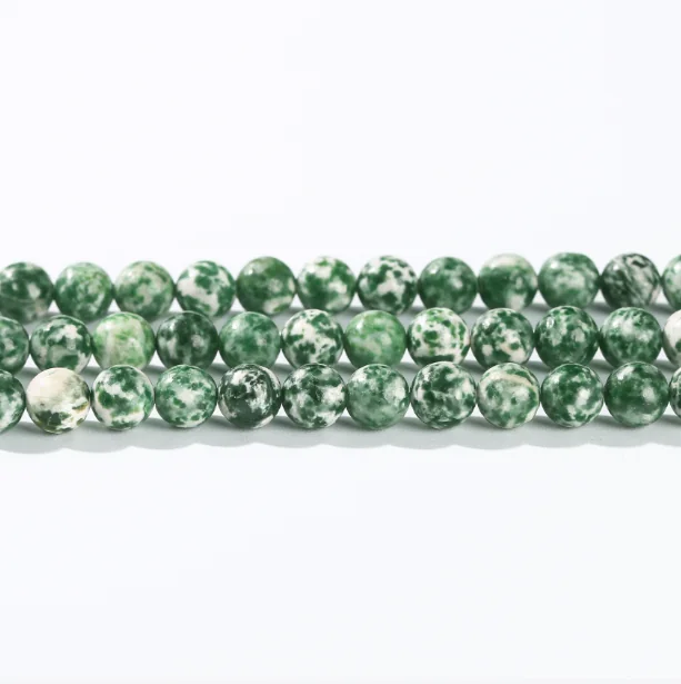 No_4837_Natural Green Dots Beads_12mm_(Sold Per Strand)