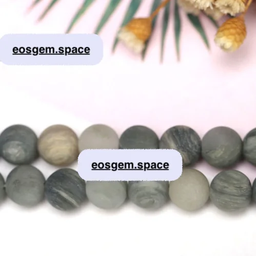 No_4864_Natural Frost Green Jasper Beads_6mm_(Sold Per Strand)