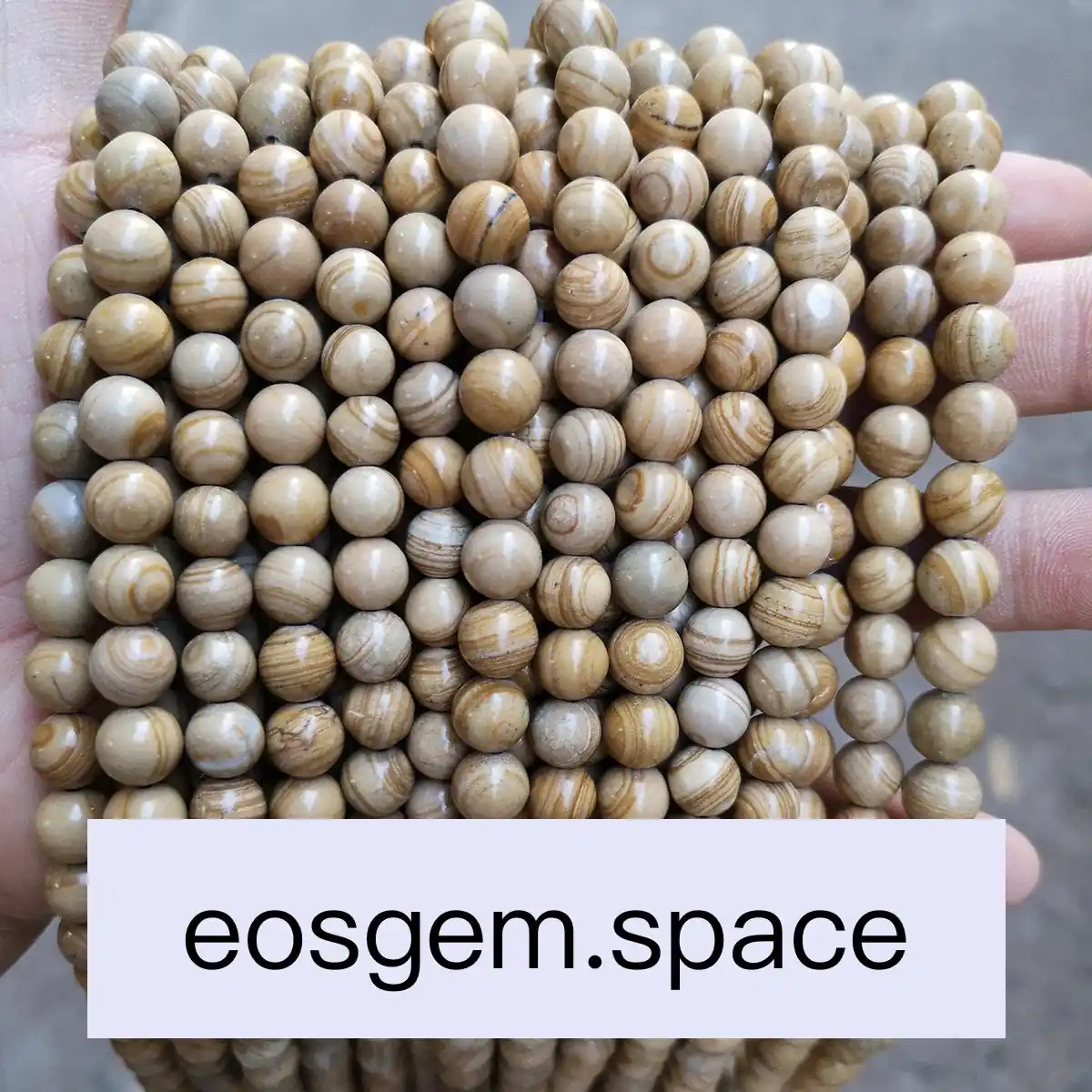 No_4937_Natural Yellow Lines Stone Beads_6mm_(Sold Per Strand)