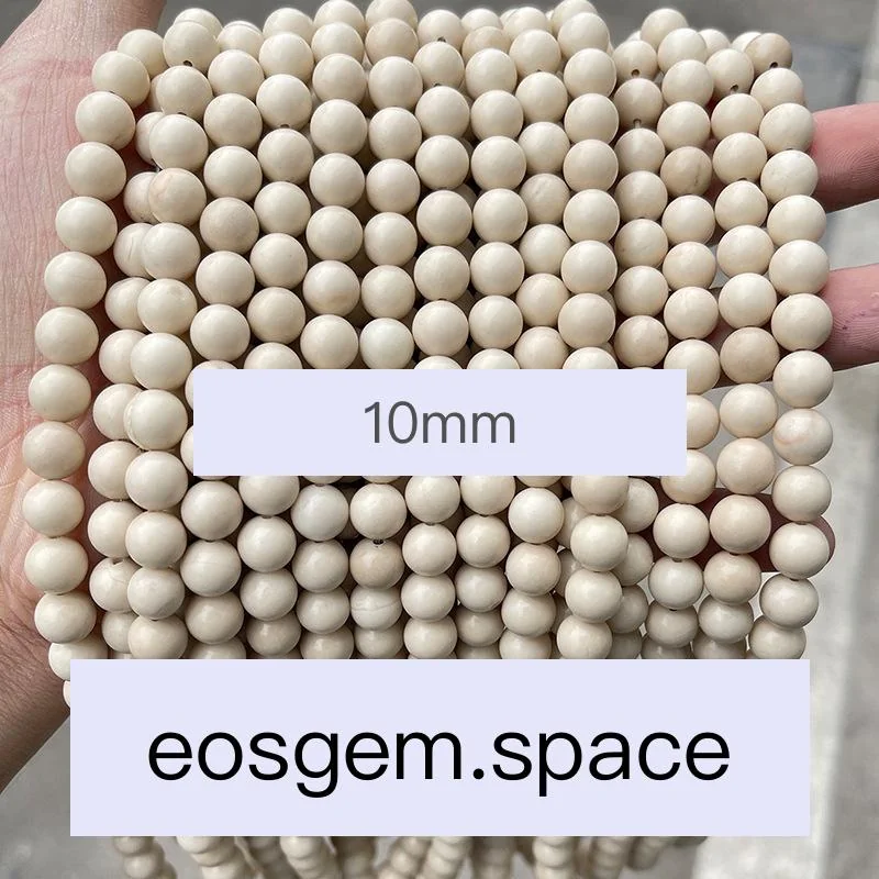 No_4947_Natural White Fossil Stone Beads_10mm_(Sold Per Strand)