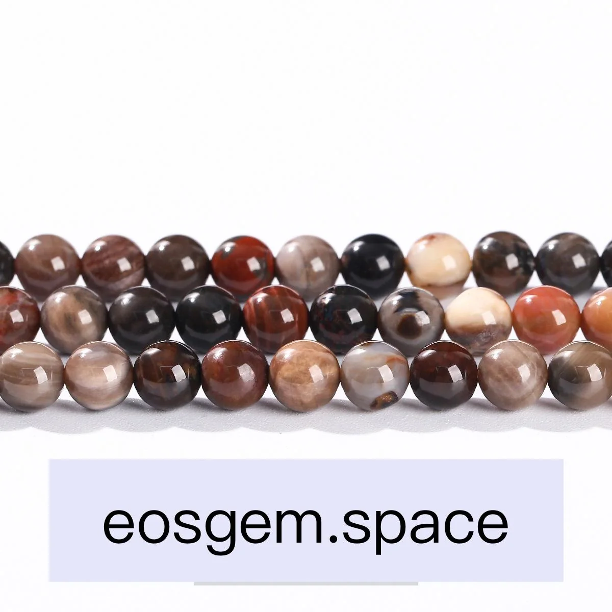 No_4950_Natural Wood Fossil Stone Beads_6mm_(Sold Per Strand)