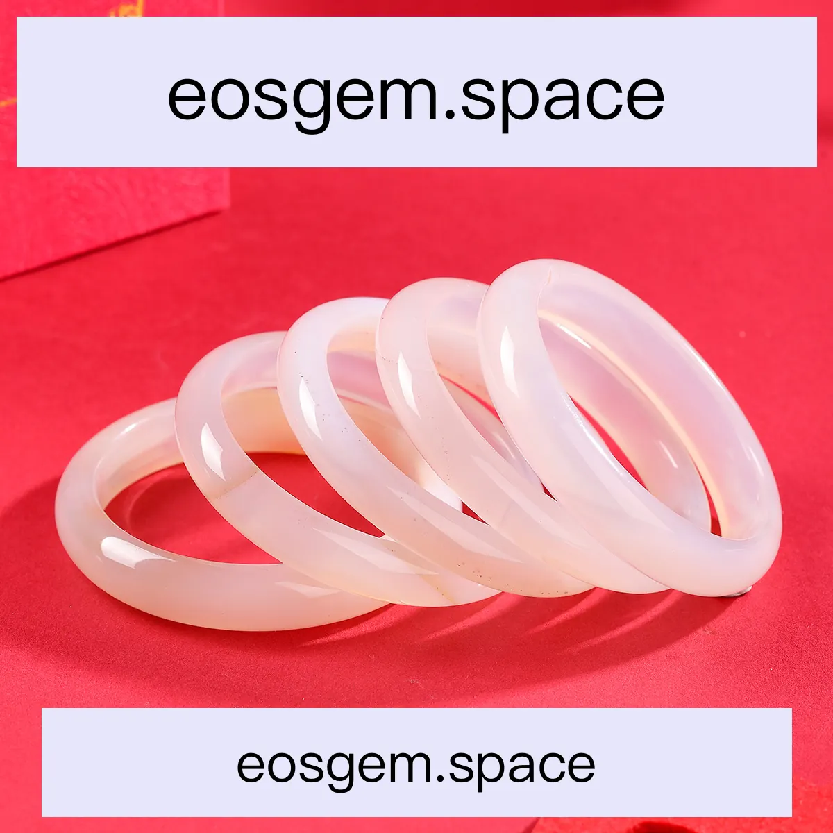 No_6039_Natural Lychee Jelly White Agate Bracelet (white Moonlight_55-56mm_(Sold Per Strand)