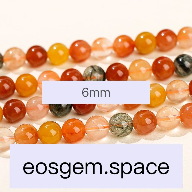 No_7059_5a Natural Red Lucky Quartz Beads_5a;6mm_(Sold Per Strand)
