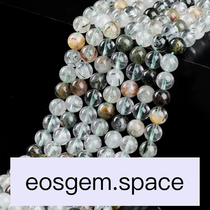 No_7005_3a Natural Green Rutilated Quartz Beads_6mm_(Sold Per Strand)