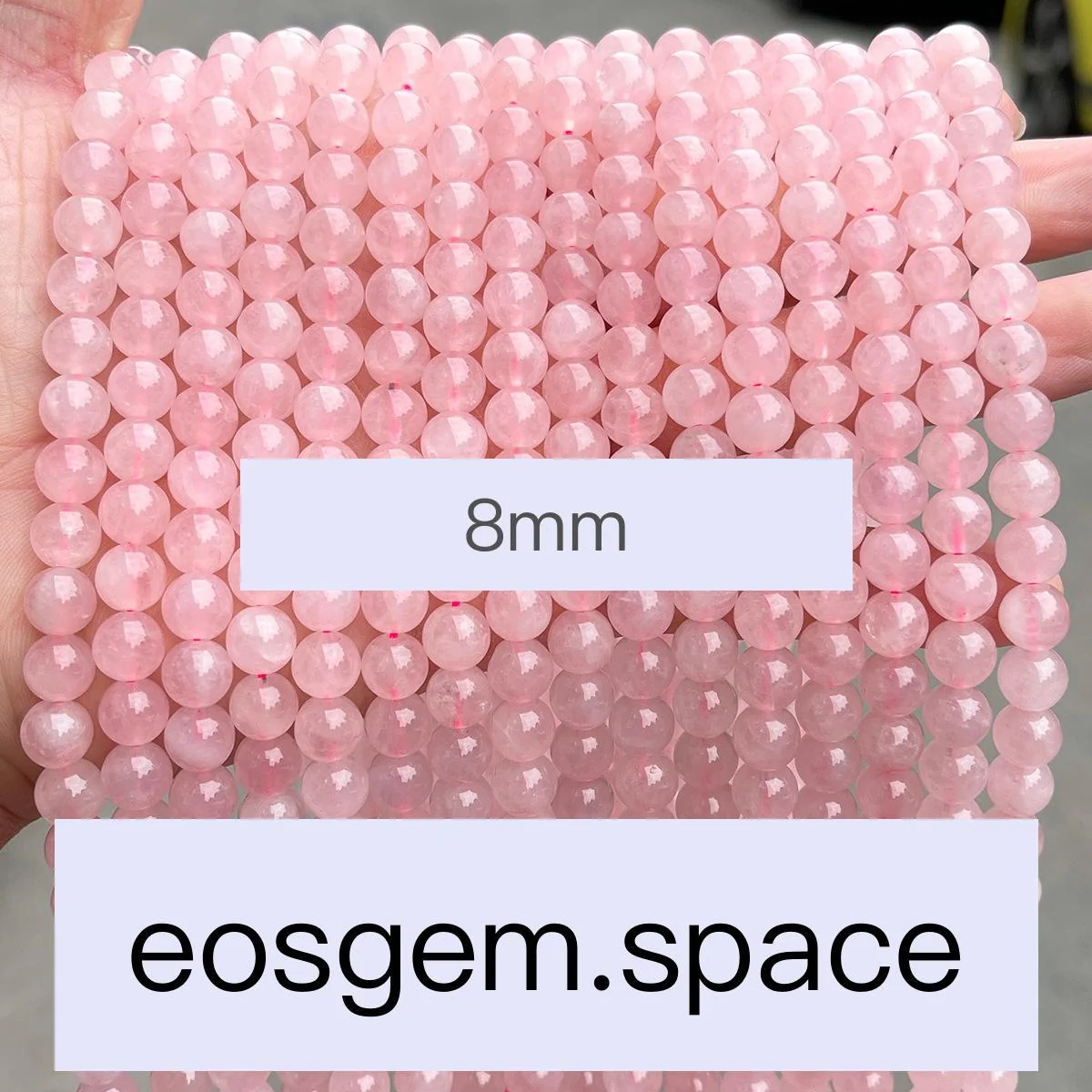 No_7121_5a Natural Madagascar Rose Quartz Beads_8mm_(Sold Per Strand)