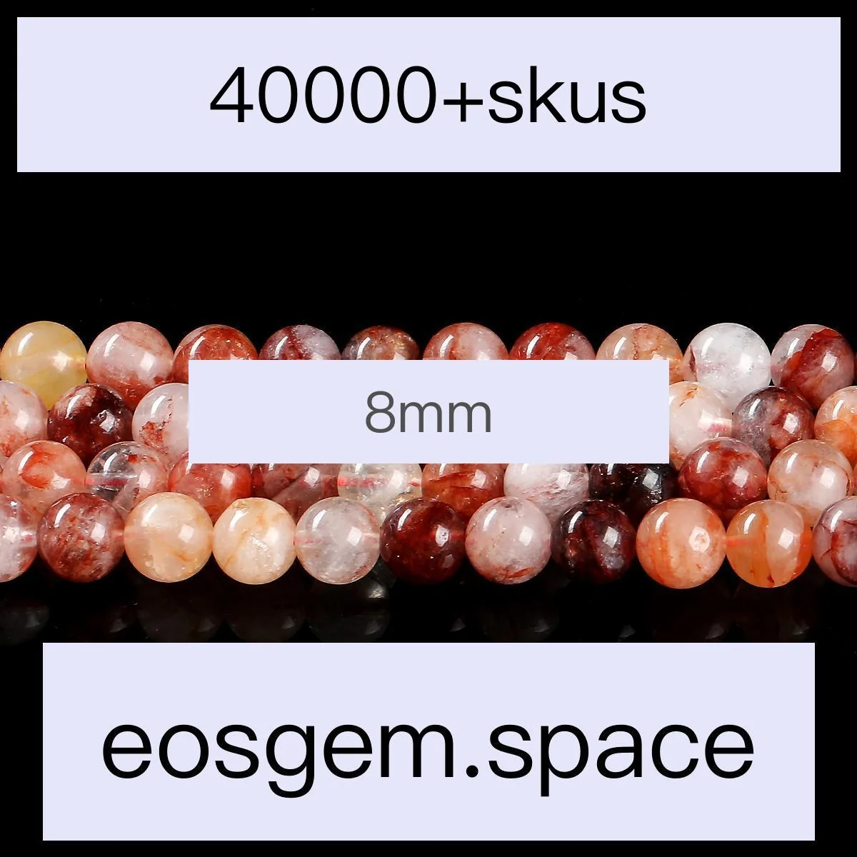 No_7260_3a Natural Red Flower Quartz Beads_3a;8mm_(Sold Per Strand)