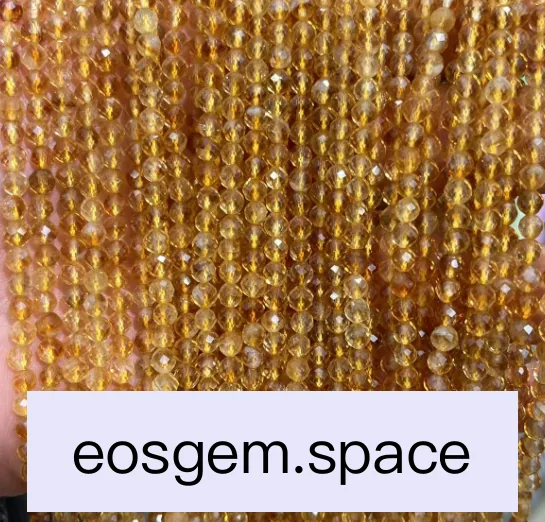 No_7297_5a Faceted Natural Gold Citrine Beads_8mm_(Sold Per Strand)