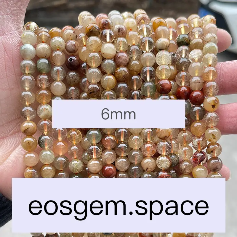 No_7311_Natural Mixed Rutilated Quartz Beads_6mm_(Sold Per Strand)