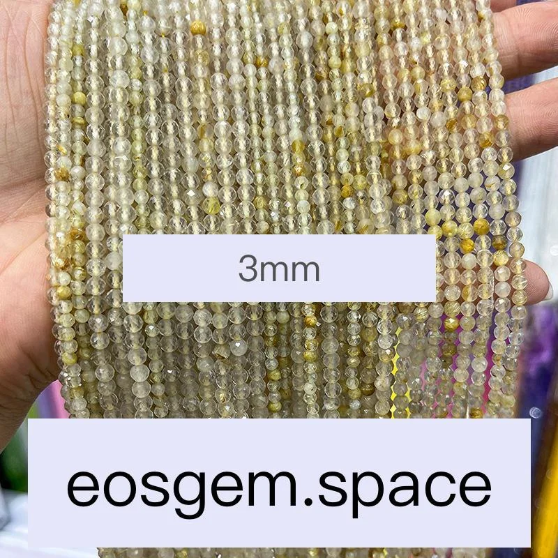 No_7452_Faceted Natural Gold Rutilated Quartz Beads_3mm_(Sold Per Strand)