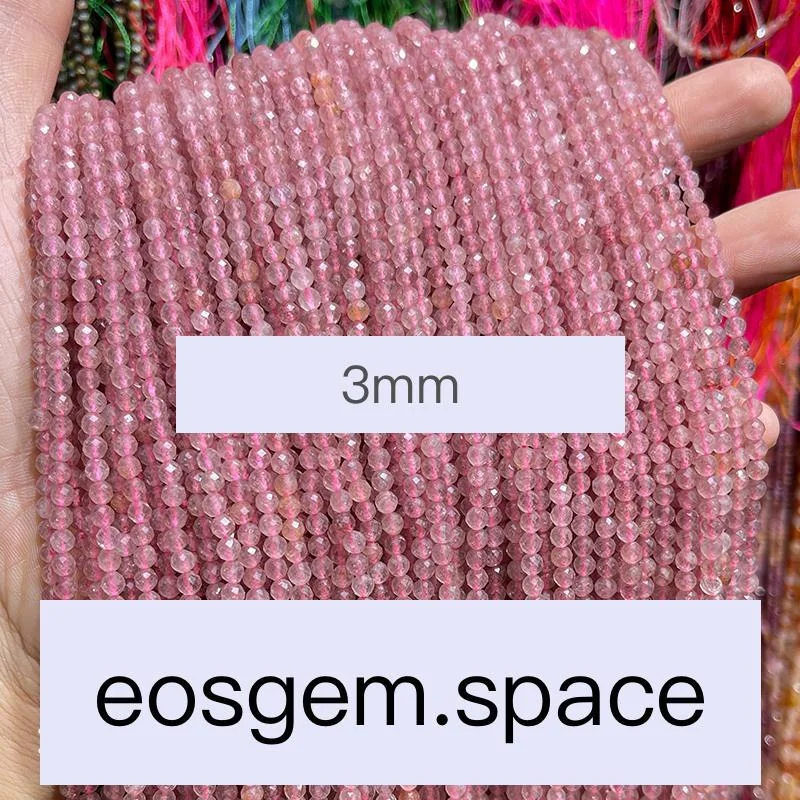 No_7455_Faceted Natural Strawberry Quartz Beads_;3mm_(Sold Per Strand)