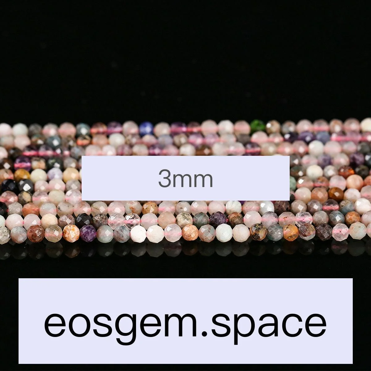 No_7458_Faceted Natural Mixed Color Quartz Beads_;3mm_(Sold Per Strand)