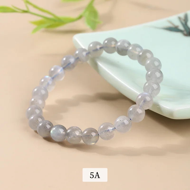 No_3196_5A Natural Gray Moonstone Bracelet_5mm_(Sold Per Strand)