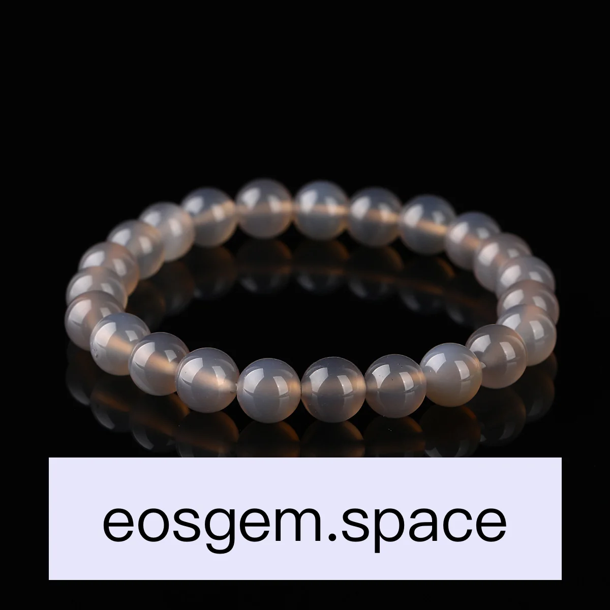 No_3376_7A Natural Gray Agate Bracelet_8mm_(Sold Per Strand)